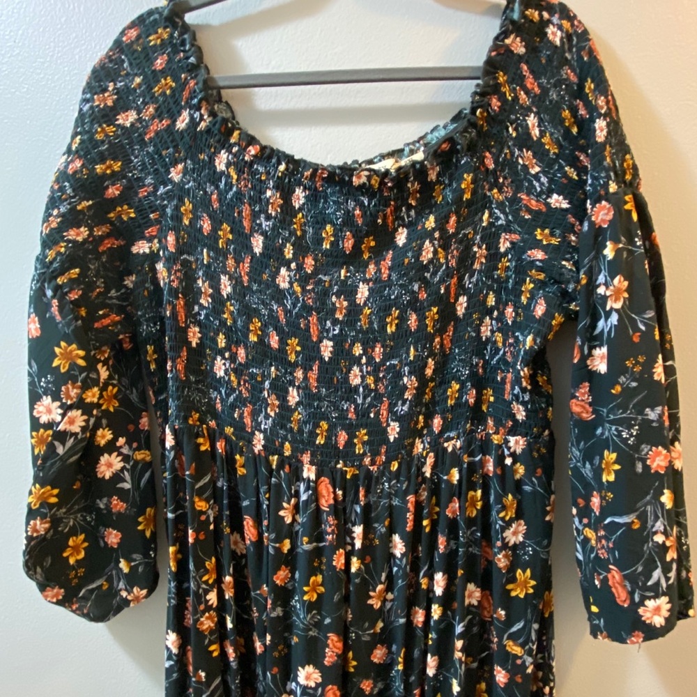 Floral 3/4 Sleeve Maxi Dress